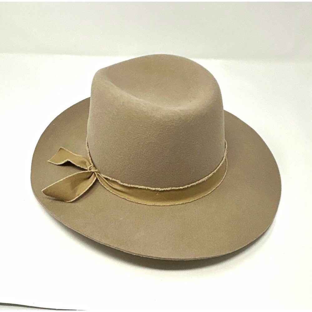 Olive & Pique KAIA 100% Wool Felt Rancher, Satin Lined, Unisex, Beige Hat